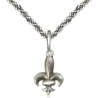 Sterling Silver Fleur de Lis Medal Religious and Catholic Jewelry