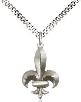 Sterling Silver Fleur de Lis Medal Religious Jewelry