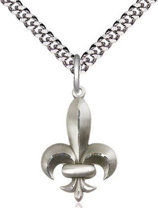 Sterling Silver Fleur de Lis Medal Religious Jewelry
