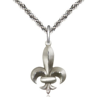 Sterling Silver Fleur de Lis Medal Religious Jewelry