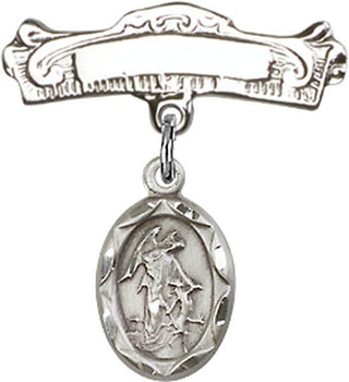 Sterling Silver Badge Pin Guardian Angel Baby Badge