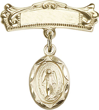 14kt Gold Badge Pin Miraculous Baby Badge