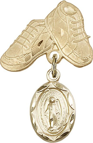 14kt Gold Baby Boots Miraculous Baby Badge