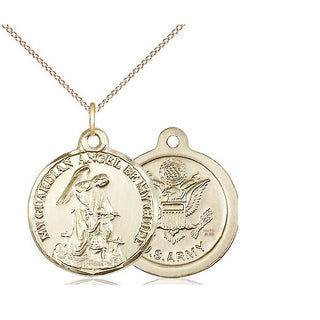 14kt Gold Filled Guardian Angel Army Medal Religious Jewelry