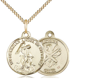 14kt Gold Filled Guardain Angel National Guard Medal Religious Jewelry