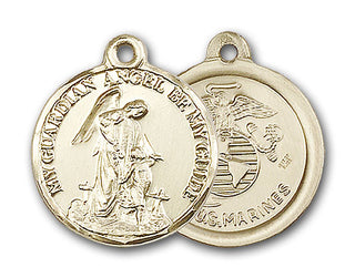 14K Gold Guardain Angel / Marines Pendant
