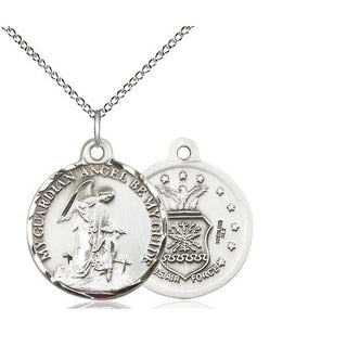 Sterling Silver Guardian Angel Air Force Medal Religious Jewelry