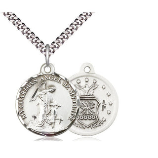 Sterling Silver Guardian Angel Air Force Medal Religious Jewelry