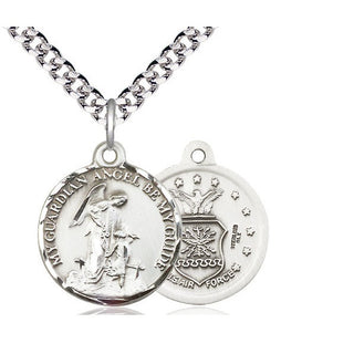Sterling Silver Guardian Angel Air Force Medal Religious Jewelry