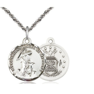 Sterling Silver Guardian Angel Air Force Medal Religious Jewelry