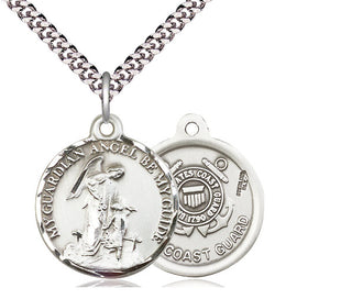 Sterling Silver Guardian Angel Coast Guard Medal Religious Jewelry