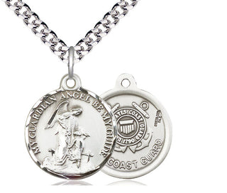 Sterling Silver Guardian Angel Coast Guard Medal Religious Jewelry