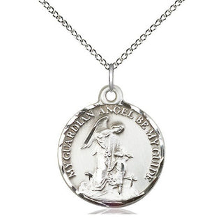 Sterling Silver Guardian Angel Medal Religious Jewelry