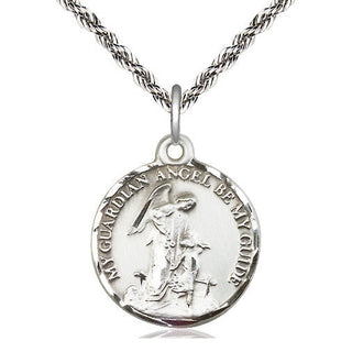 Sterling Silver Guardian Angel Medal Religious Jewelry