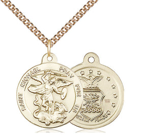 14kt Gold Filled Saint Michael Air Force Medal Religious Jewelry