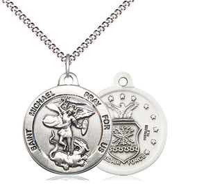 Sterling Silver Saint Michael Air Force Medal Religious Jewelry