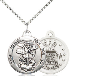Sterling Silver Saint Michael Air Force Medal Religious Jewelry