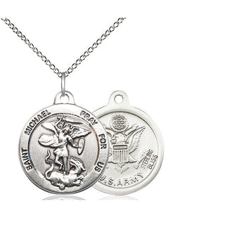 Sterling Silver Saint Michael Army Medal Religious Jewelry