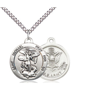 Sterling Silver Saint Michael Army Medal Religious Jewelry