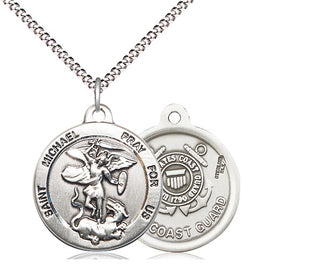 Sterling Silver Saint Michael Coast Guard Medal Religious Jewelry
