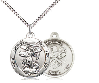 Sterling Silver Saint Michael National Guard Medal Religious Jewelry