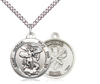 Sterling Silver Saint Michael National Guard Medal Religious Jewelry