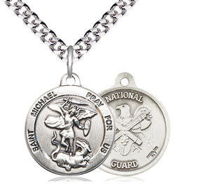 Sterling Silver Saint Michael National Guard Medal Religious Jewelry