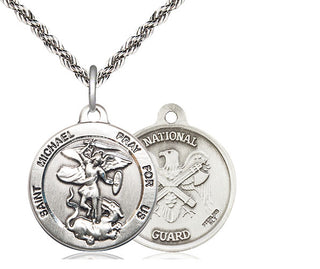 Sterling Silver Saint Michael National Guard Medal Religious Jewelry