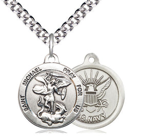 Sterling Silver Saint Michael Navy Medal Religious Jewelry