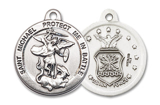 Sterling Silver Saint Michael Air Force Medal Religious Jewelry