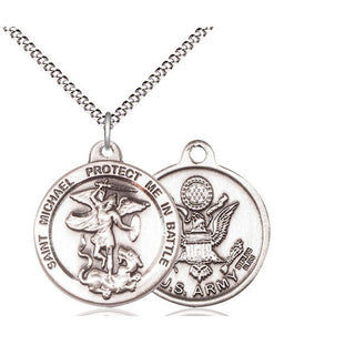 Sterling Silver Saint Michael Army Medal Religious Jewelry