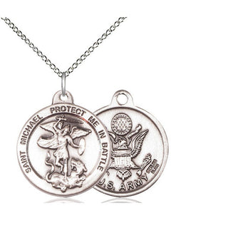 Sterling Silver Saint Michael Army Medal Religious Jewelry