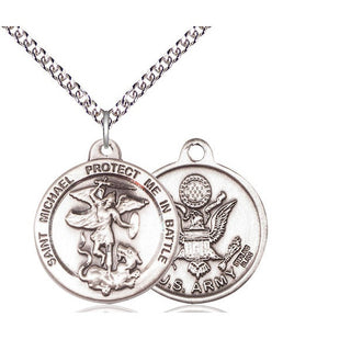 Sterling Silver Saint Michael Army Medal Religious Jewelry