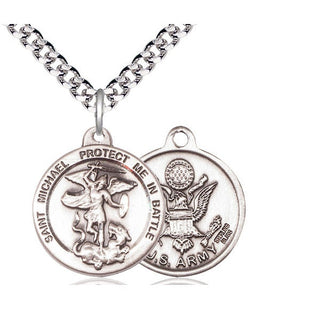 Sterling Silver Saint Michael Army Medal Religious Jewelry