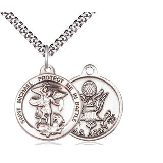 Sterling Silver Saint Michael Army Medal Religious Jewelry