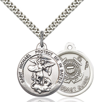 Sterling Silver Saint Michael Coast Guard Medal Religious Jewelry