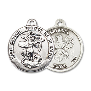 Sterling Silver Saint Michael National Guard Medal Religious Jewelry
