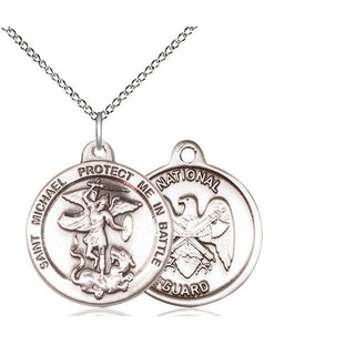 Sterling Silver Saint Michael National Guard Medal Religious Jewelry