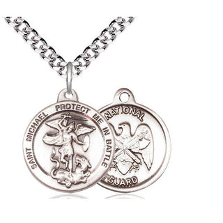 Sterling Silver Saint Michael National Guard Medal Religious Jewelry