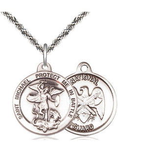 Sterling Silver Saint Michael National Guard Medal Religious Jewelry