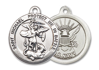 Sterling Silver Saint Michael Navy Medal Religious Jewelry