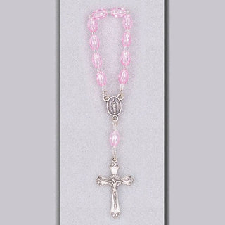 Pink Plastic One Decade Rosary 6-Pack