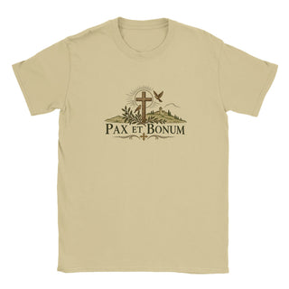 St. Francis of Assisi Pax et Bonum Wooden Cross T-Shirt
