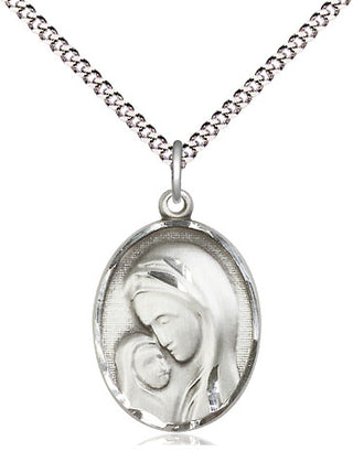 Sterling Silver Madonna & Child Medal Religious Jewelry