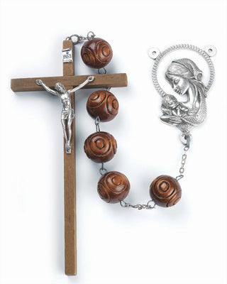 Carved Wood Wall Rosary