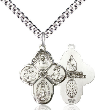 Pewter 4-Way Medal Catholic Jewelry