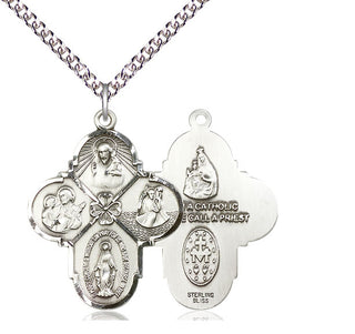 Sterling Silver 4-Way Medal Catholic Jewelry