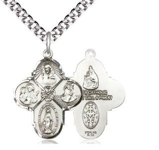 Sterling Silver 4-Way Medal Catholic Jewelry