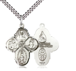 Sterling Silver 4-Way Medal Catholic Jewelry