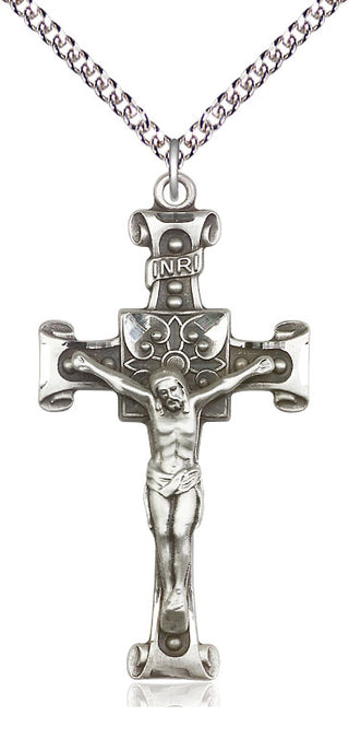 Sterling Silver Crucifix Medal Catholic Jewelry